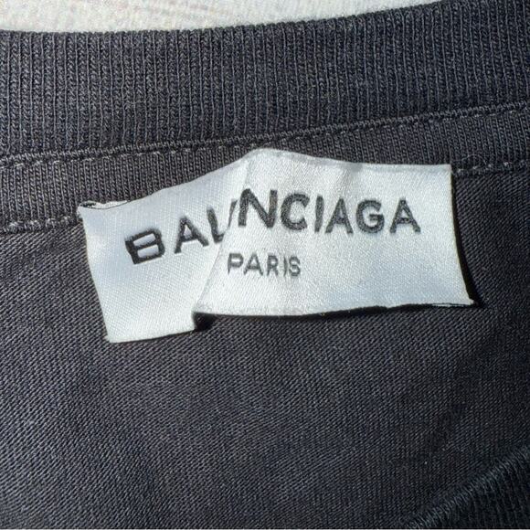 Balenciaga Authentic Men's Black T-Shirt with Rainbow Logo Size Medium - Picture 3 of 5